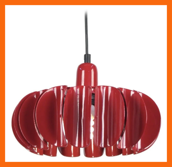 Cilindrische hanglamp in rood metaal