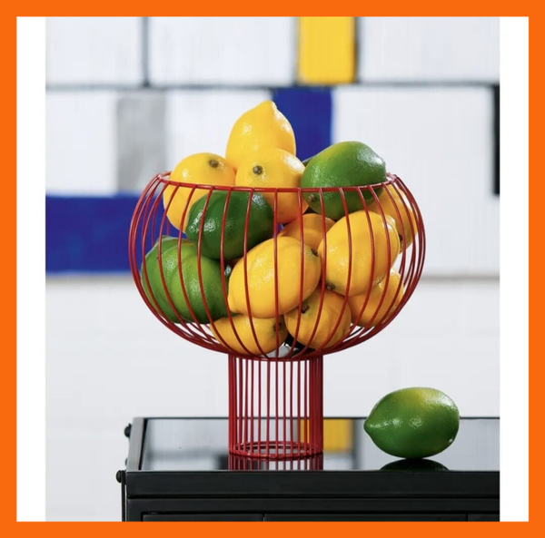 Moderne fruitschaal – Rood metaal met sculpturaal design