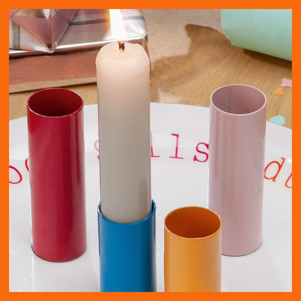 Set van 4 gekleurde kaarsenhouders 2cm – In geschenkdoosje