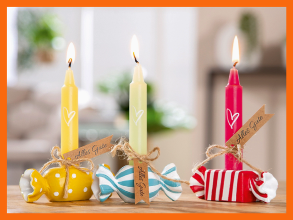 Sugar & shine – Kaarsenhouders keramiek  (Set van 3) incl. kaarsjes