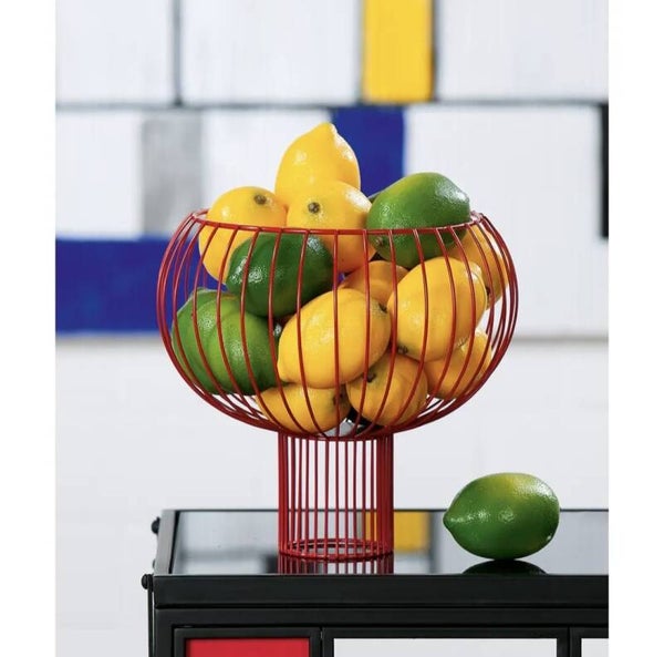 Moderne fruitschaal – Rood metaal met sculpturaal design
