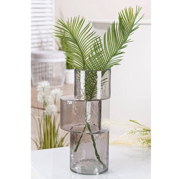 Modern glasobject – asymmetrische gelevelde vaas H.28,5 cm