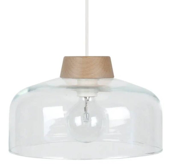 NATURE – Transparante glazen hanglamp met houten detail