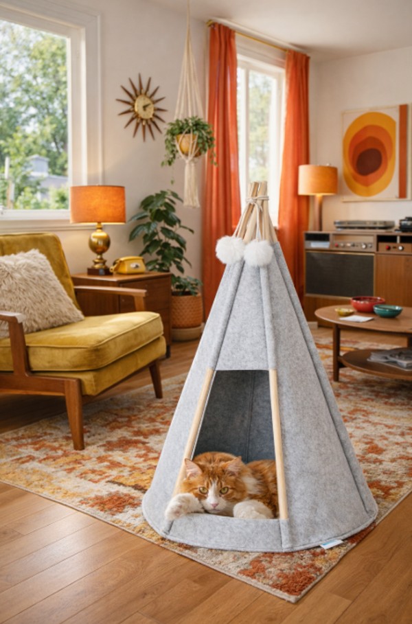 Corvett - katten tipi van hoogwaardig vilt met frame van massief hout