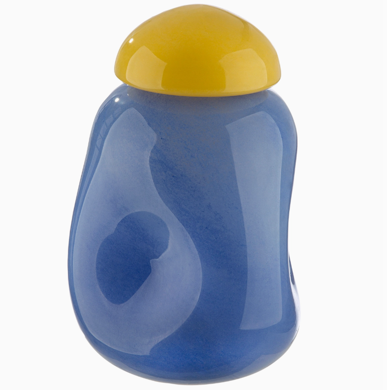 Candy Vaas - Mondgeblazen designvaas in blauw & geel