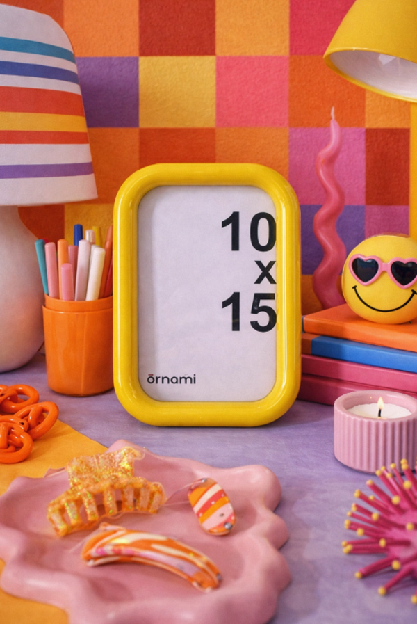 Retro yellow Fotolijst - Geel met ronde rand | 10 × 15 cm