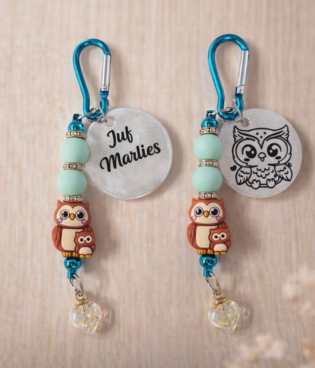 gepersonaliseerde sleutelhanger voor de juf met naam/tekst naar keuze