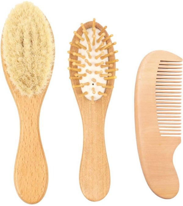 COCHO Natuurlijke Haarborstel Set (3-delig) – Geitenhaar, Houten Massageborstel & Kam