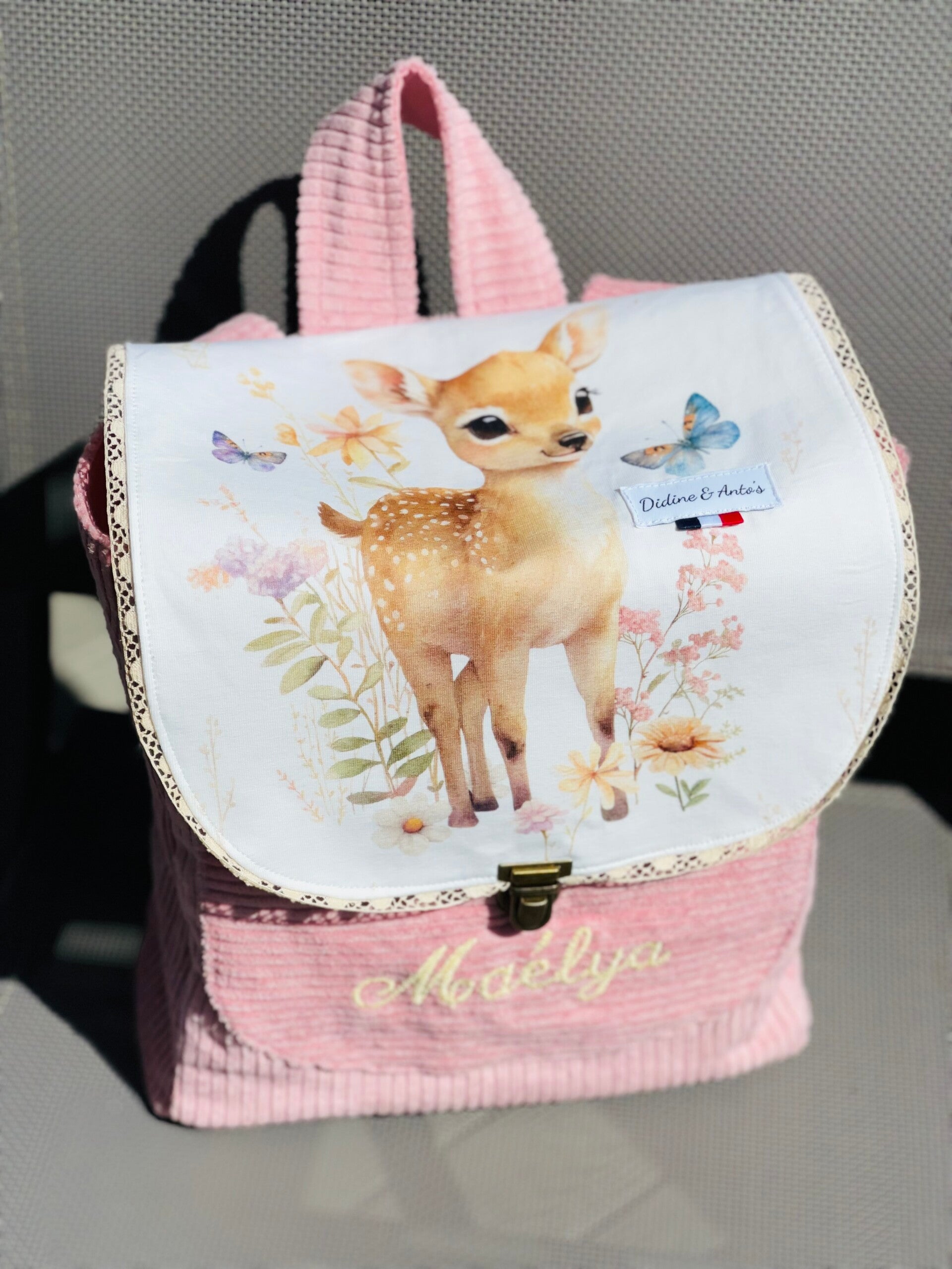 Cartable maternelle biche vanille fraise