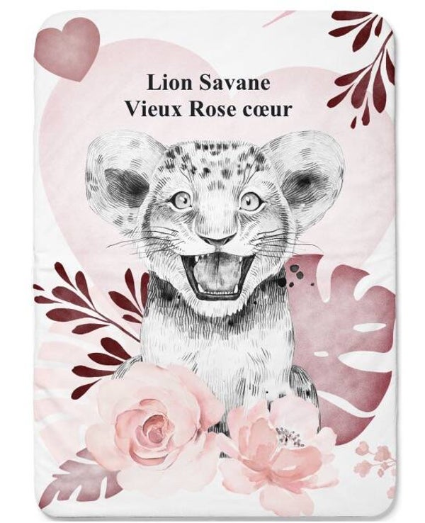 Lion Savane Vieux Rose cœur