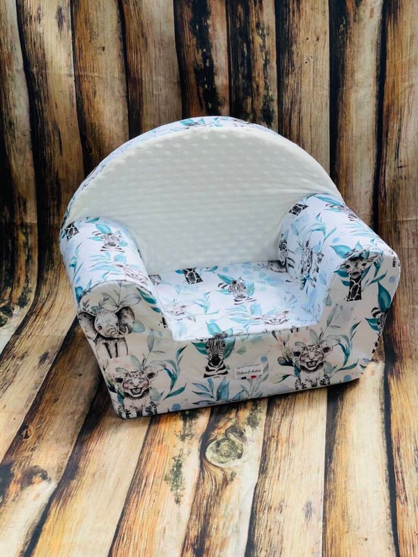 Fauteuil blanc savane bleu
