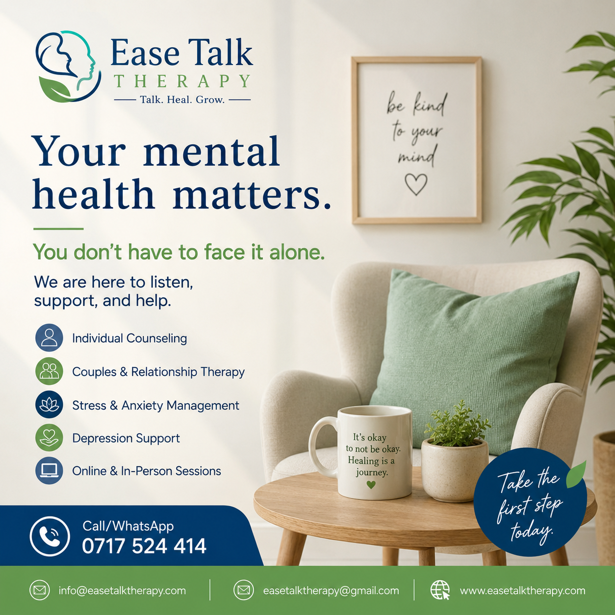 Physical coinselling ntake/Assessment at Ease talk therapy