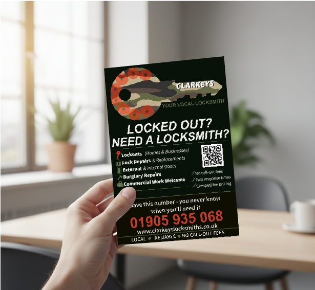 Leaflet design for Clarkeys Locksmiths