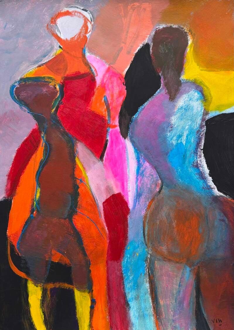 Butt lift - acryl op papier 70 x 50 cm
