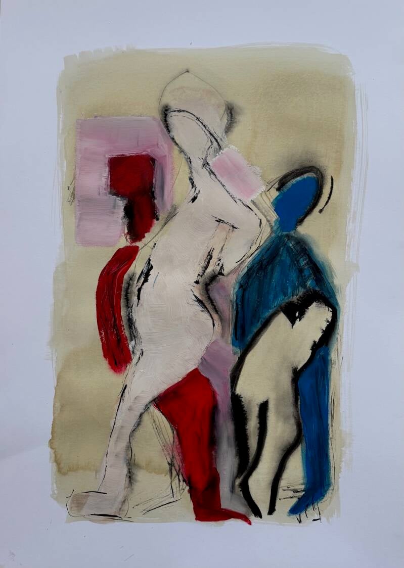 Underdog - acryl op papier 70 x 50 cm 