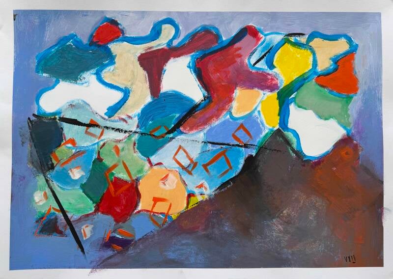 Schipbreuk - acryl op papier 50 x 70 cm
