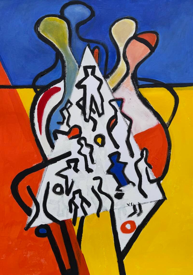 Het Gezin - acryl op papier 70 x 50 cm 
