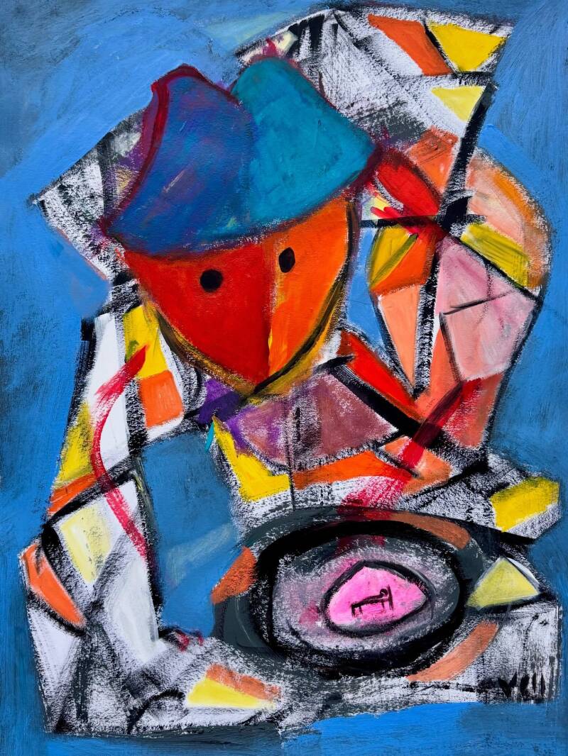Glazen bol - acryl op papier 70 x 50 cm 