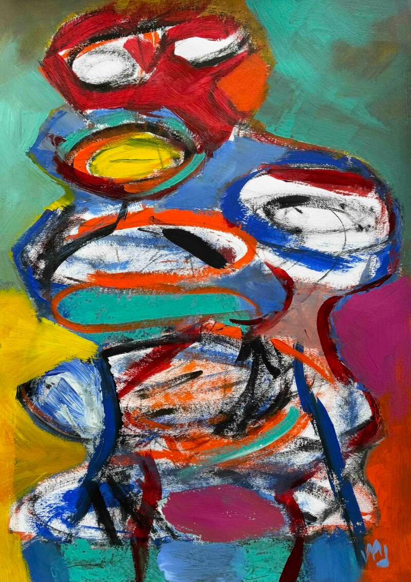 Stapeling - acryl op papier 70 x 50 cm 