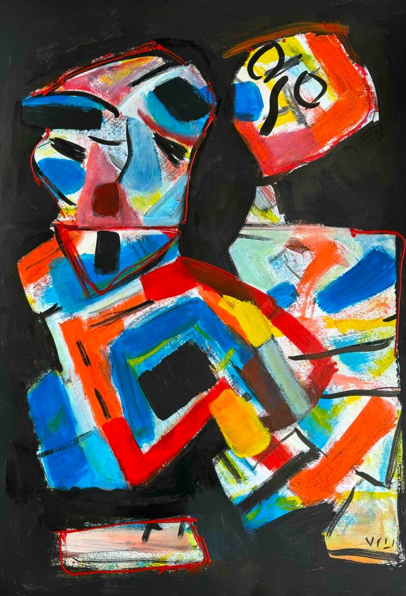 Paradijsvogels - acryl op papier 70 x 50 cm 