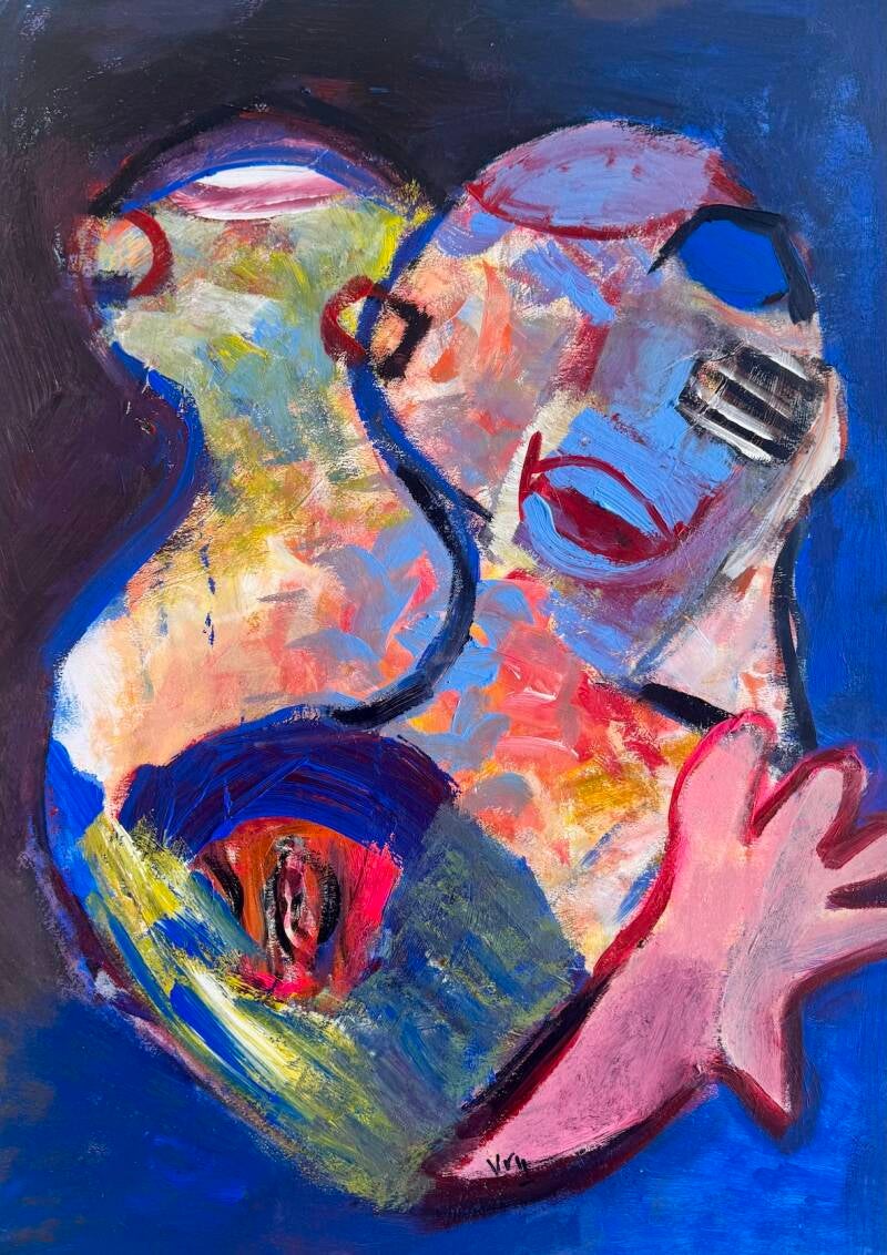 Vrije Hand - acryl op papier 70 x 50 cm 