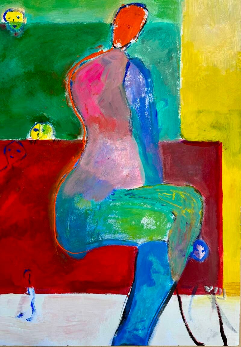 Kijkdoos - acryl op papier 70 x 50 cm 