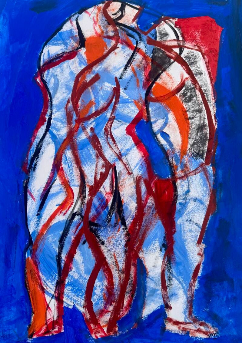 Model - acryl op papier 70 x 50 cm 