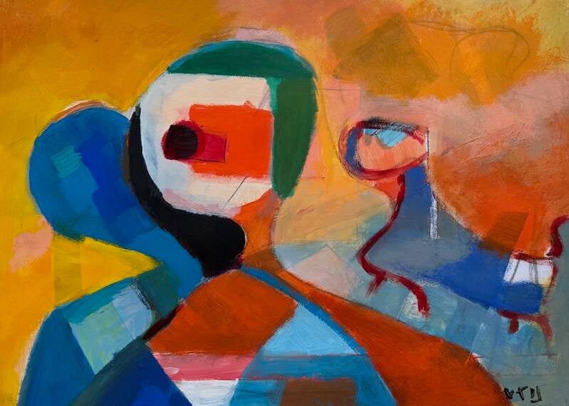 Oog in Oog - acryl op papier 50 x 70 cm 