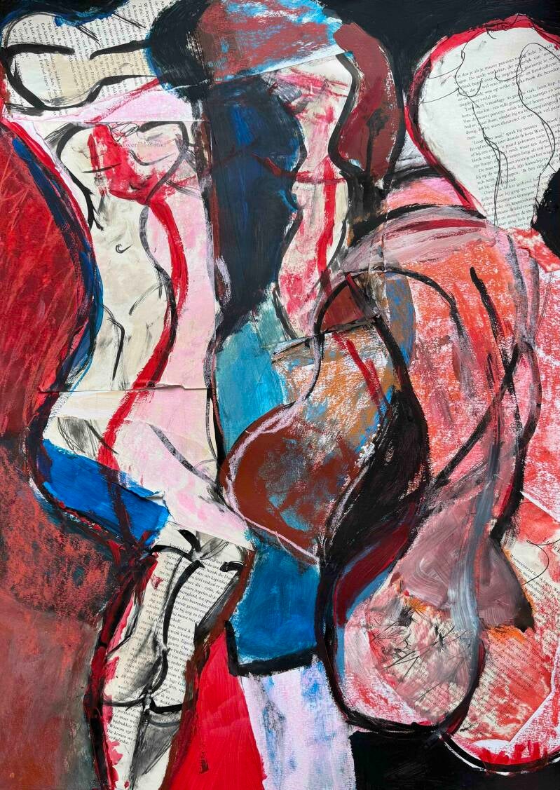 Krantmodel - acryl op papier 70 x 50 cm 