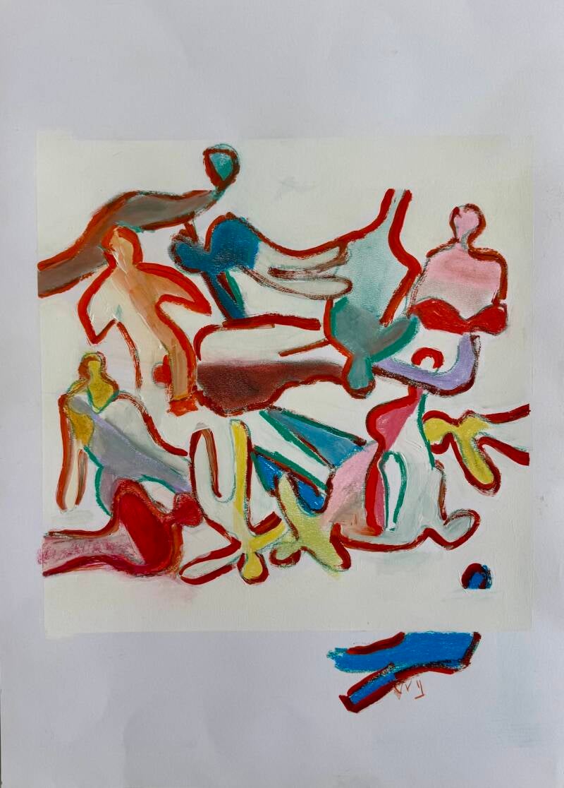 Puzzle - acryl op papier 70 x 50 cm 