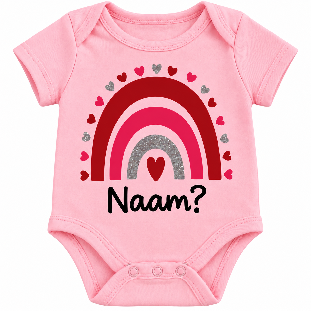 Rompertje Rainbow Roze inclusief naam bedrukken