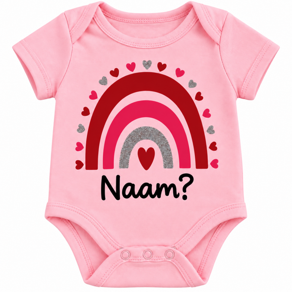Rompertje Rainbow Roze inclusief naam bedrukken