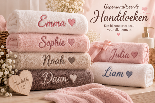 Handdoek naam met een hartje