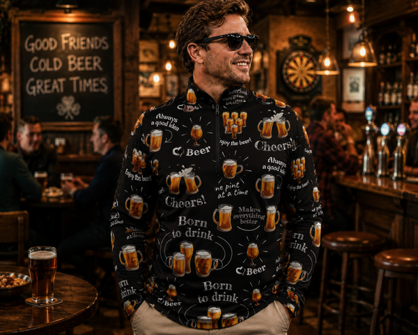 Mens Raglan Long Sleeve Beer Print