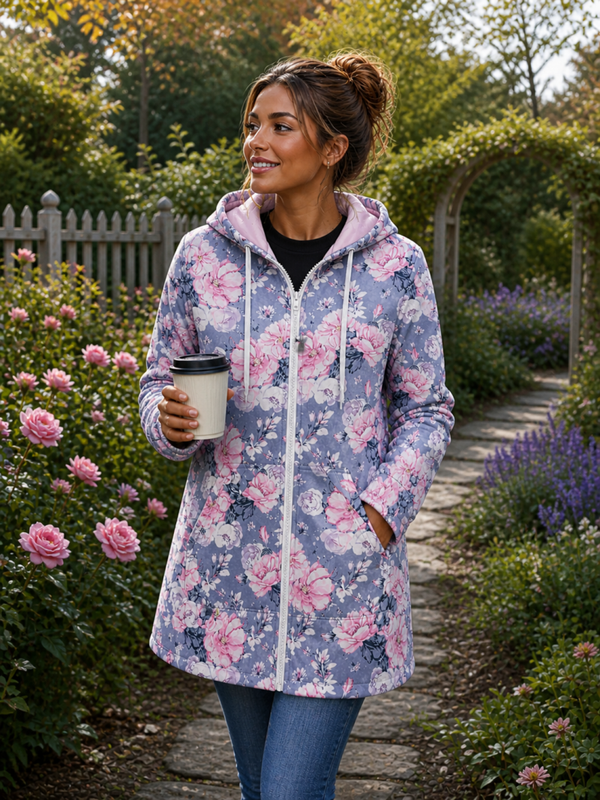 Pink Roses Water Repellent Windbreaker