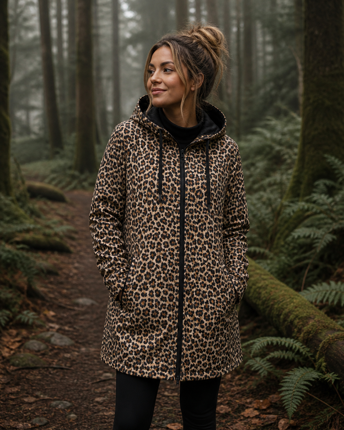 Leopard Print Water Repellent Windbreaker