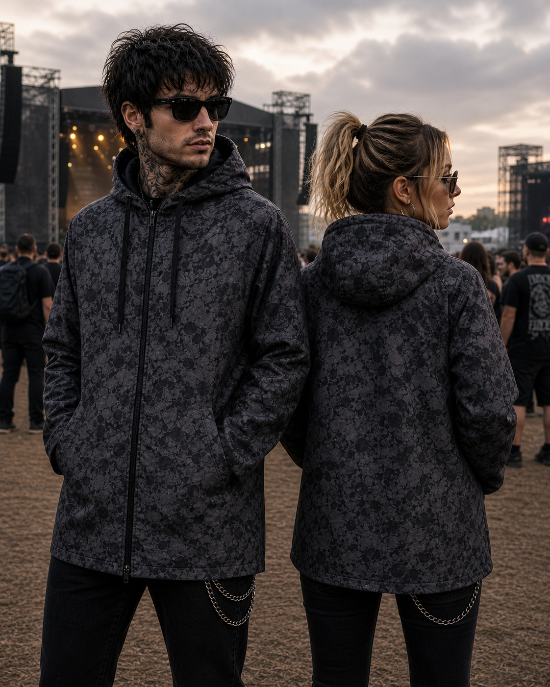 Unisex Skulls Water Repellent Windbreaker