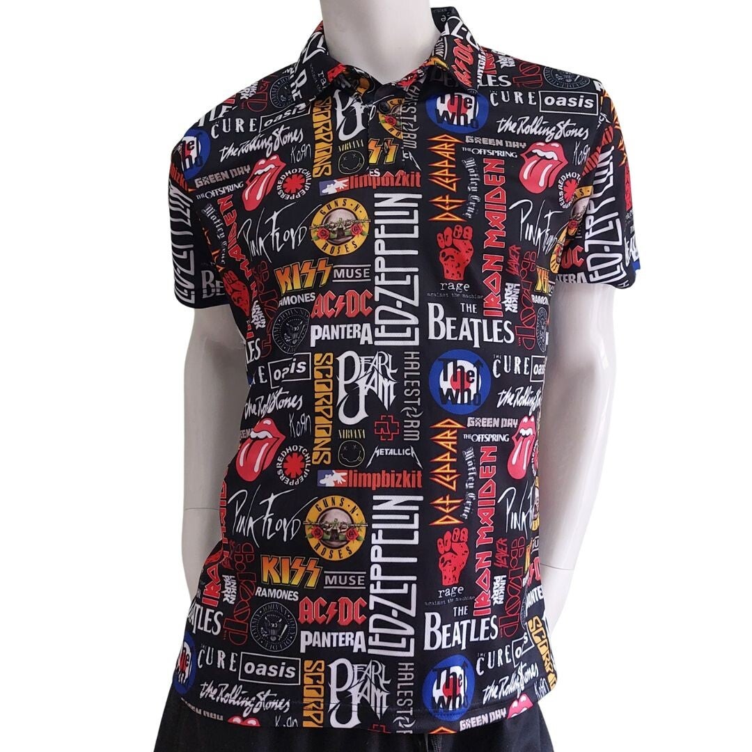 Mens Golf Shirt Band Print