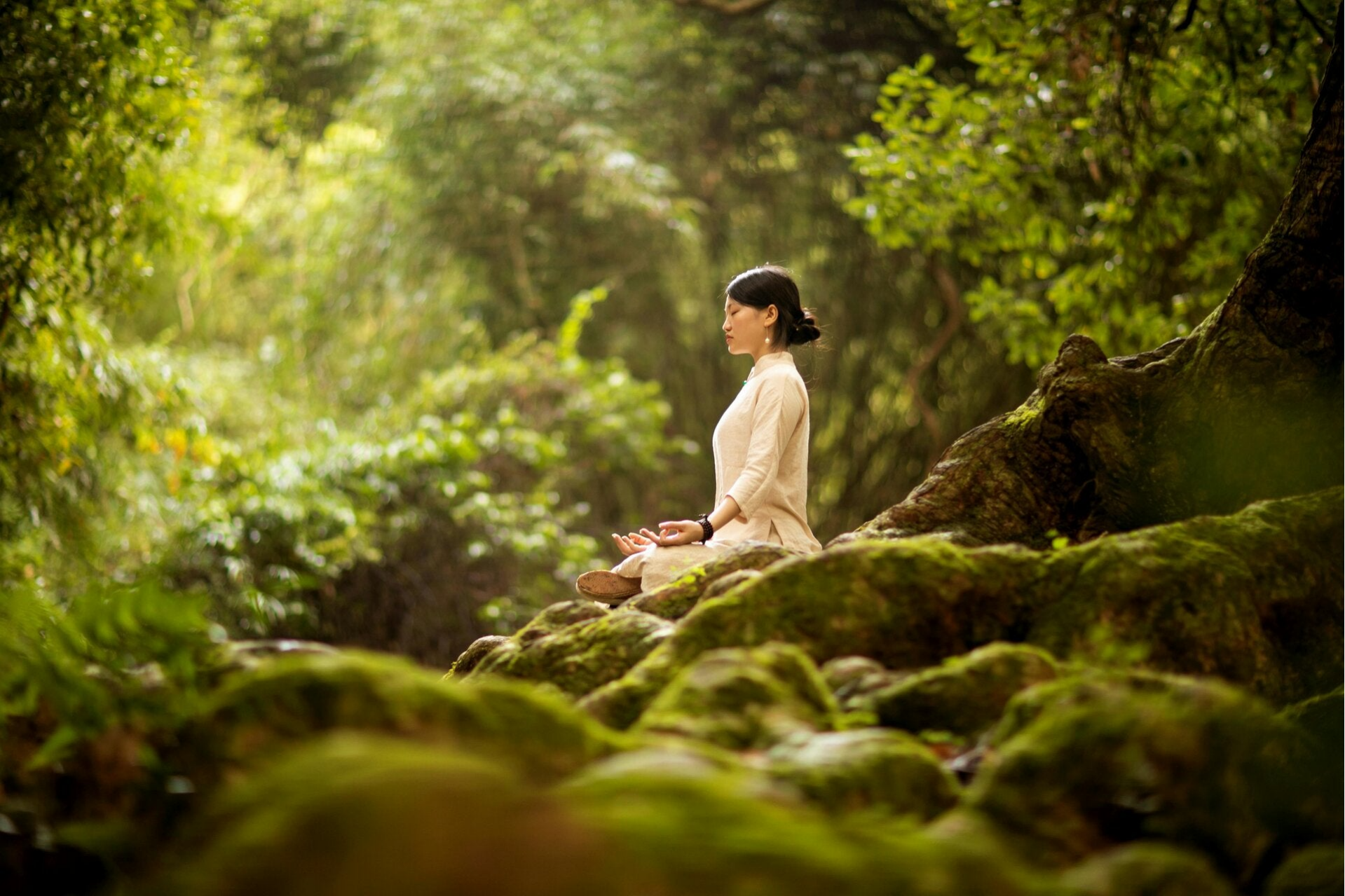 Healing From Religious Trauma From The Inside Out. Photo of lady finding inner peace in nature