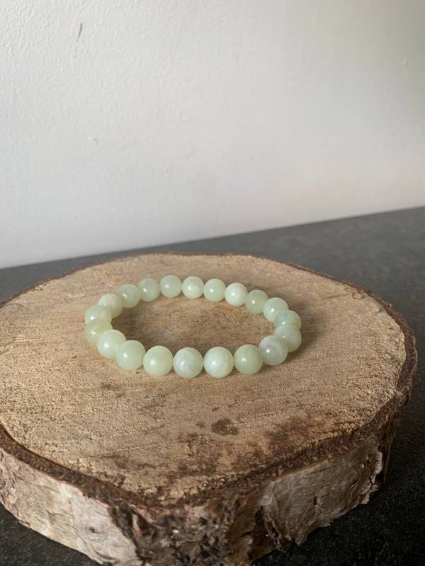 Armbandje groene jade ( parels 10mm) de