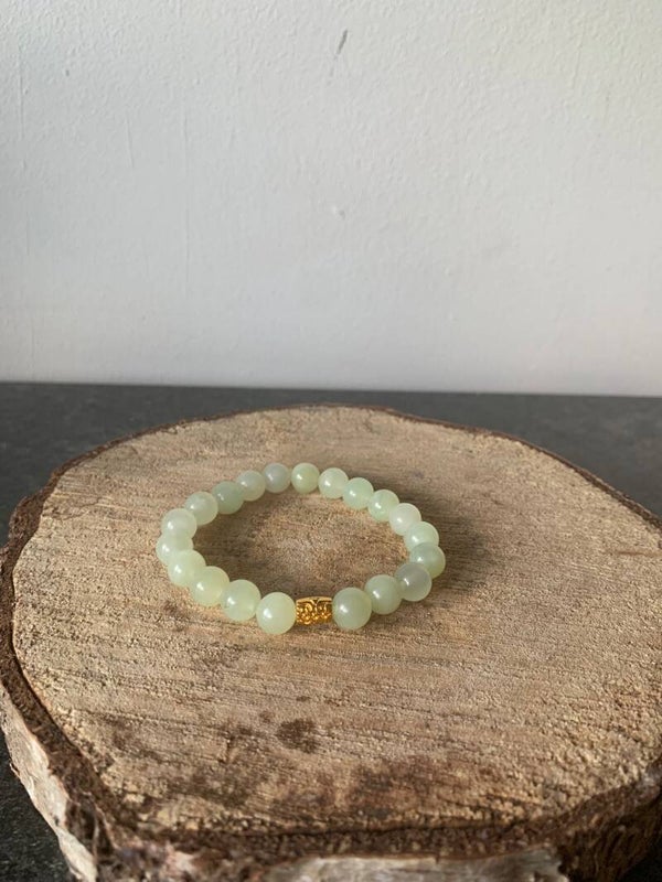 Armbandje groene jade ( parels 8 MM)