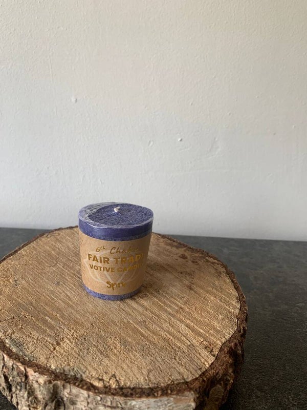 Chakra kaars : indigo ( fair trade wenskaarsen)