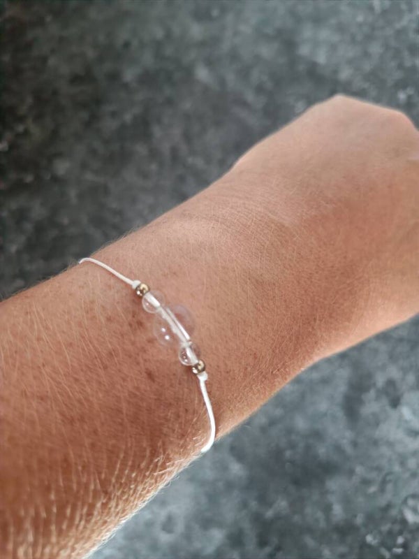 Verstelbaar dames armbandje ( clear quartz: sterrenbeeld: Ram ♈)