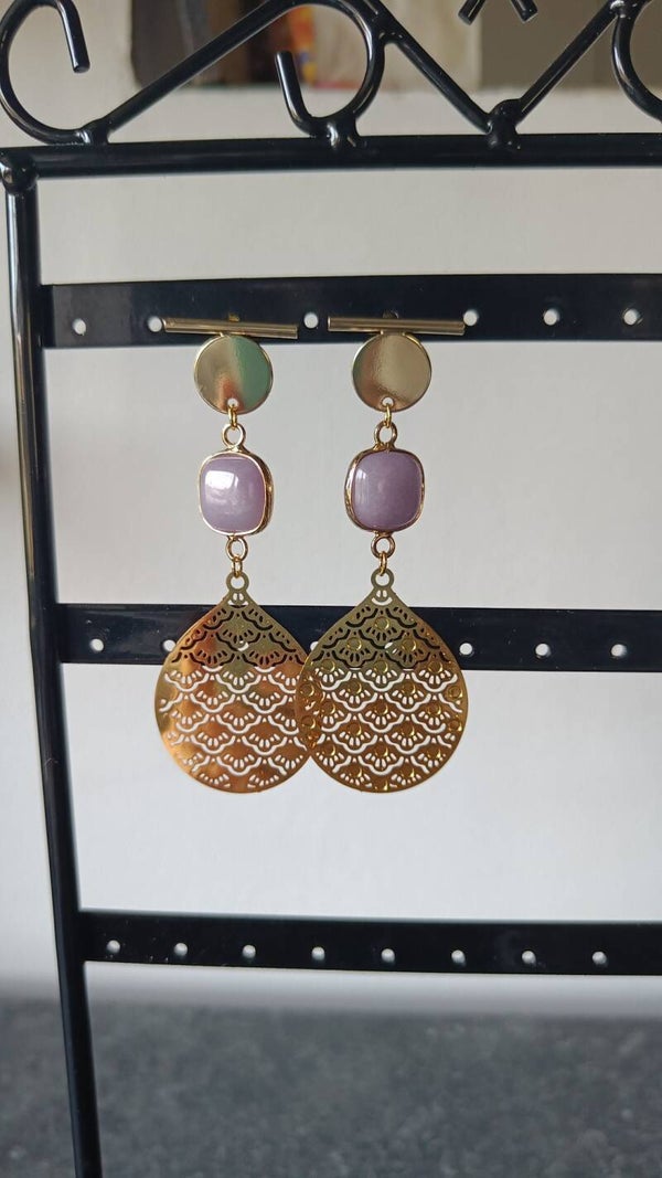 Oorbellen ( paars, bohemen style )
