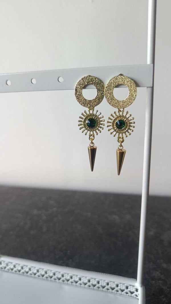 Oorbellen ( groene zonnetjes + staafjes)