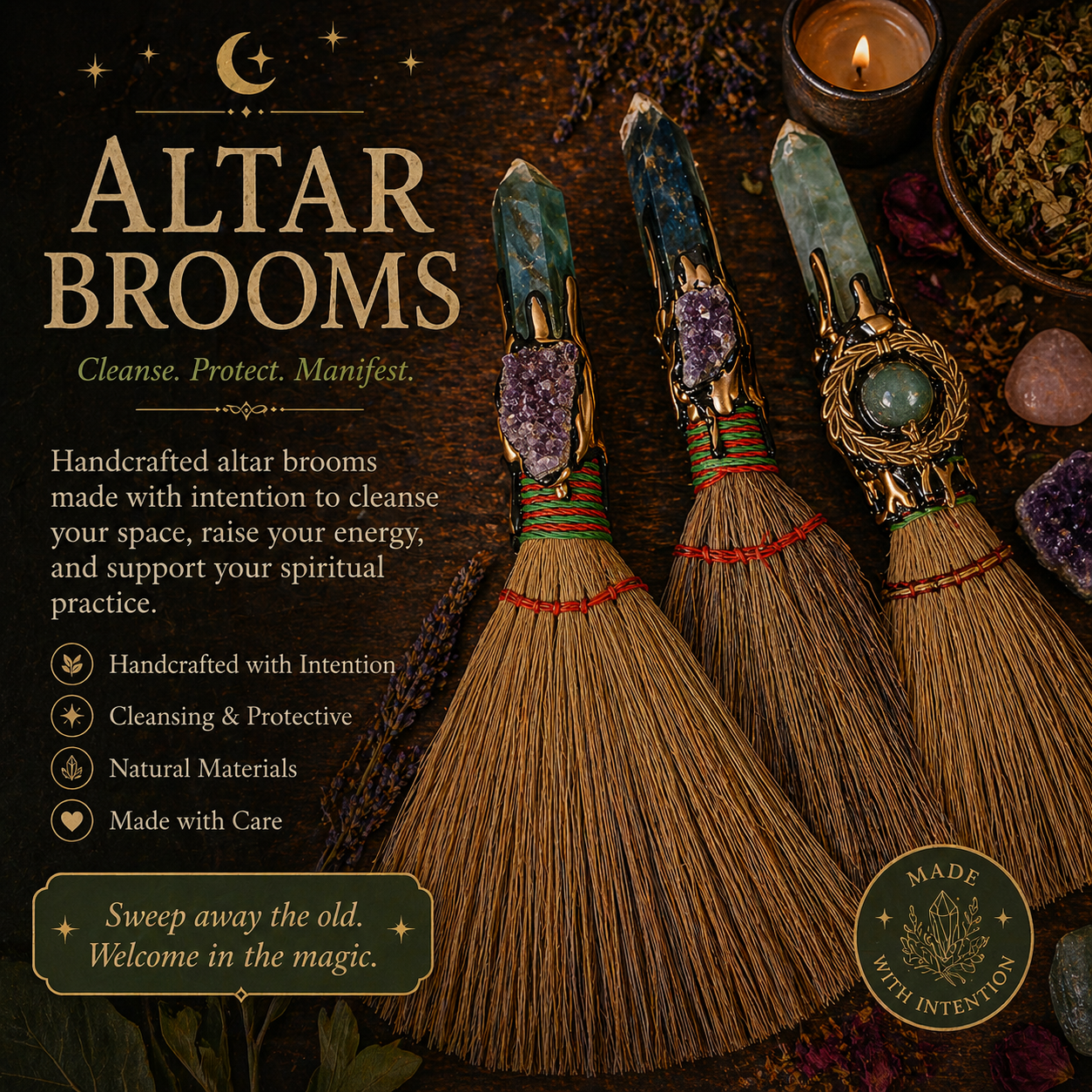 Small Amethyst alter broom