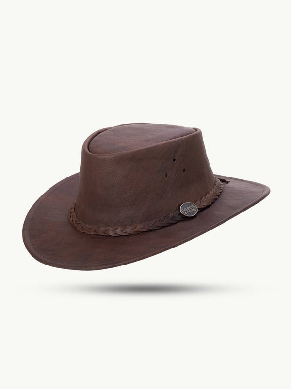 Barmah Bushie Kangaroo leren hoed tan (lichtbruin)