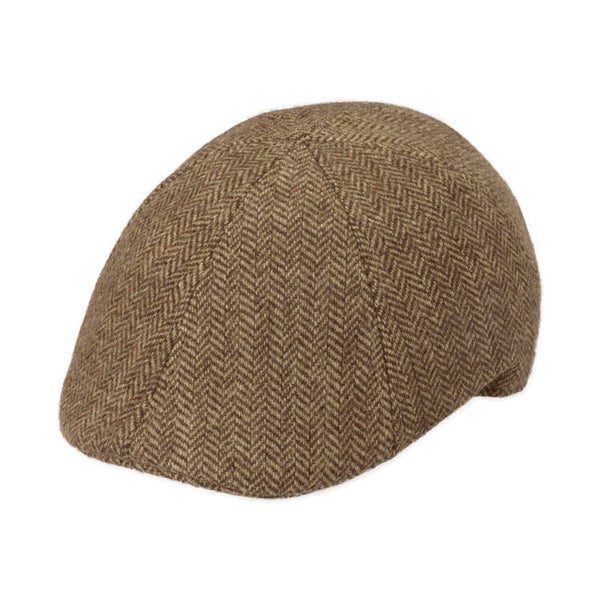 Flatcap 6-Panel Visgraatmotief Camel Fiebig