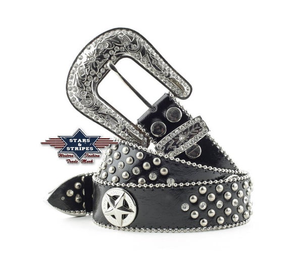 Riem Stars&Stripes Stone 3 Zwart