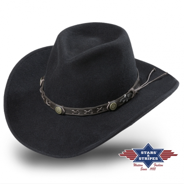 Western hoed Walker Stars & Stripes zwart